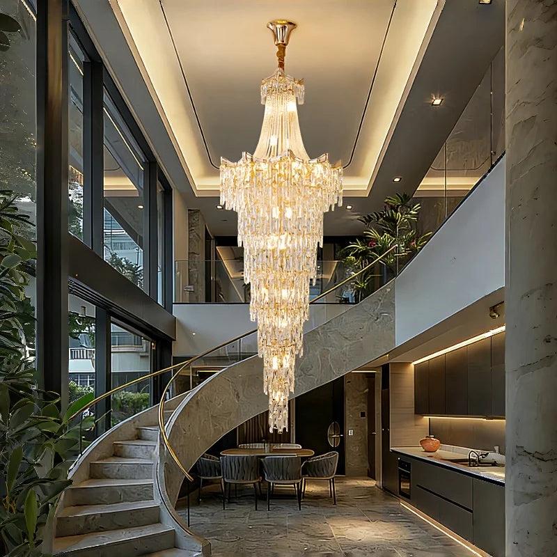 Staircase Long Chandelier Duplex Crystal Chandelier Light Luxury Villa Living Room And Lobby Light Lustre Ceiling Chandelier ﻿