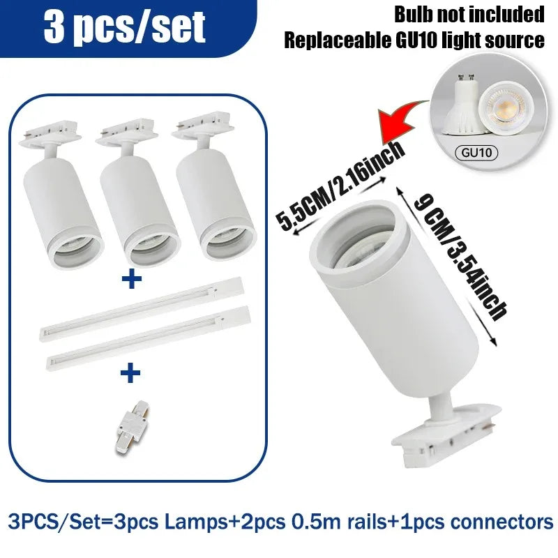GU10 Track Light LED Interior Decoration Smart home Hallway Shop Rail Ceiling Lamp Fixture Replaceable Bulbs Led Spotlights Set