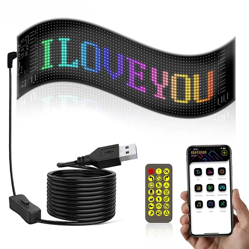 Smart Bluetooth APP LED Matrix Pixel Panel Programmable Flexible Scrolling LED Display Night Light for Car Store Hotel Bar