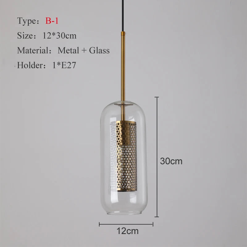 Loft Modern Pendant Light Glass Ball Hanging Lamp Kitchen  Fixture Dining Hanglamp Living Room Ceiling Lamps LED s