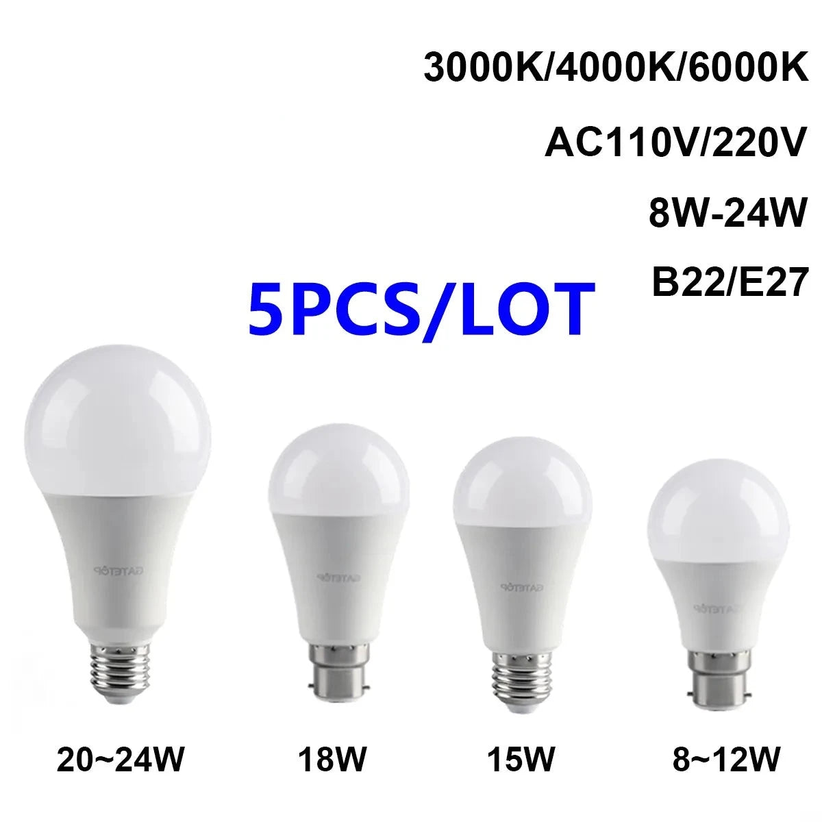 5PCS/LOT New LED bulb 8W-24W AC110V 220V high brightness warm white light E27 B22 in 2023 is suitable for study bedroom lighting