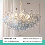 French Vintage-Style Living Room Chandelier In A Retro Blue Shell Villa Duplex Bedroom Crystal Lamp With A Sophisticated Touch