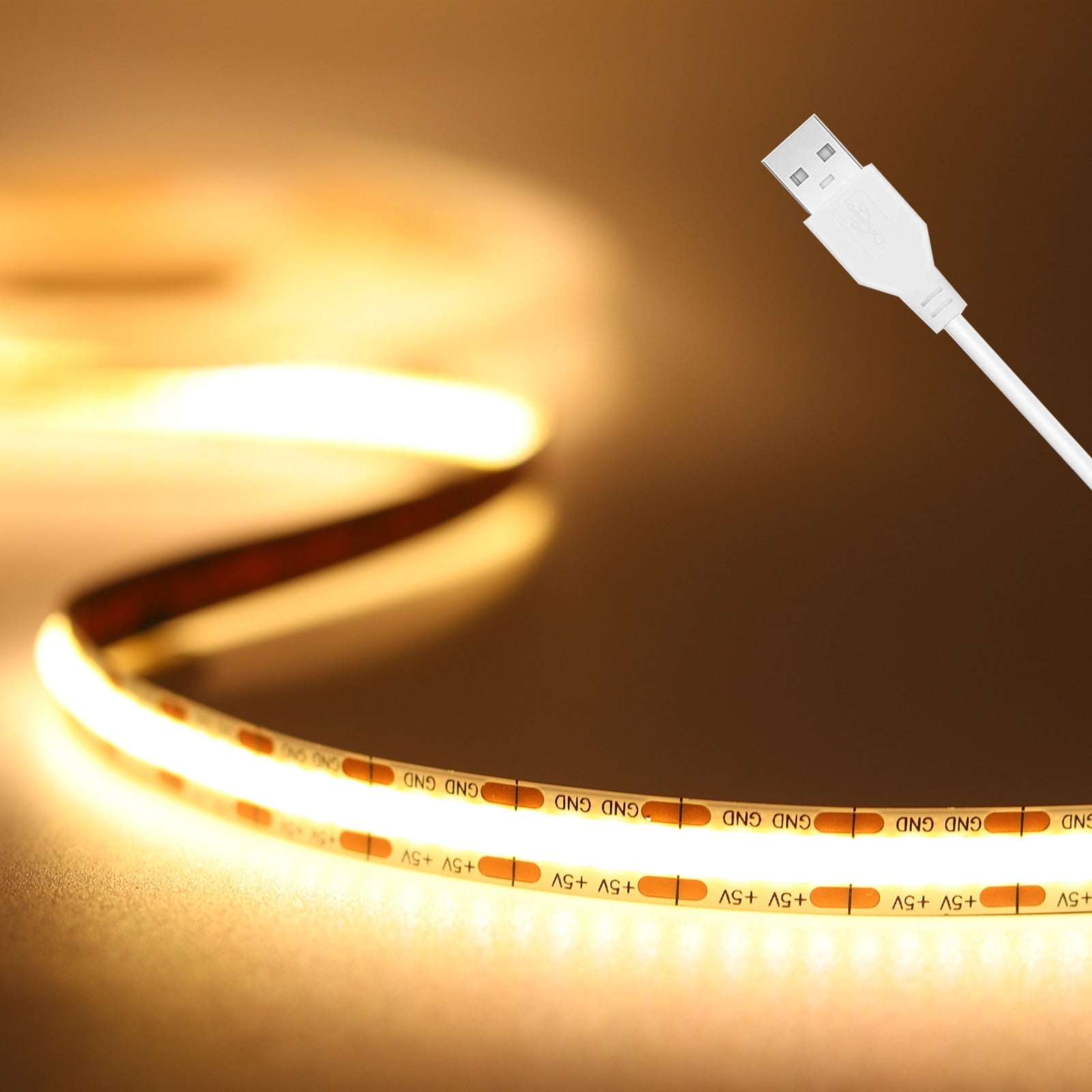 DC 5V COB LED Strip Light USB with Mini Controller Dimmable Soft Flexible Tape High Density 320LEDs Linear LED Lights