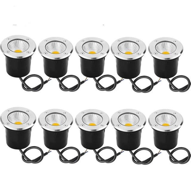 10PCS LED Underground light 10W15W COB Floor Lamp Outdoor Ground Spot Landscape Garden Square Path Buried Yard 110V 220V 12V IP68