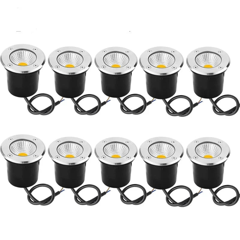 10PCS LED Underground light 10W15W COB Floor Lamp Outdoor Ground Spot Landscape Garden Square Path Buried Yard 110V 220V 12V IP68