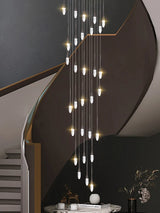 Nordic Minimalist Chandelier Home Decor Living Room Loft Chandelier Interior Lighting Duplex House Villa LED Stair Pendant Light