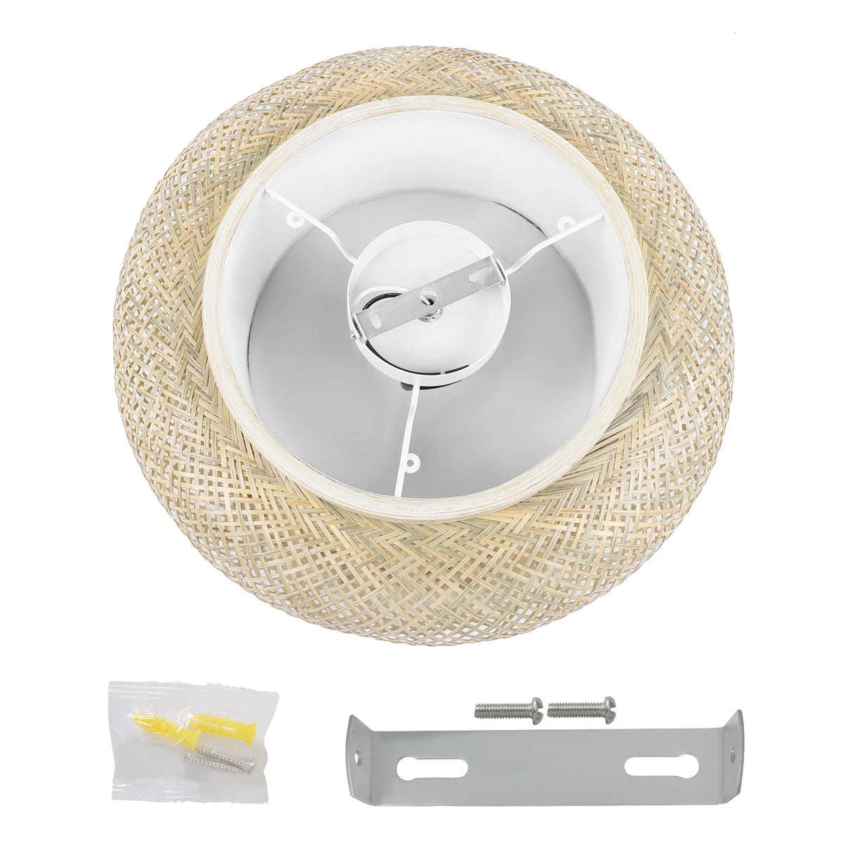 20" Bamboo Shade Ceiling Light - Modern Boho Flush Mount Pendant Lamp