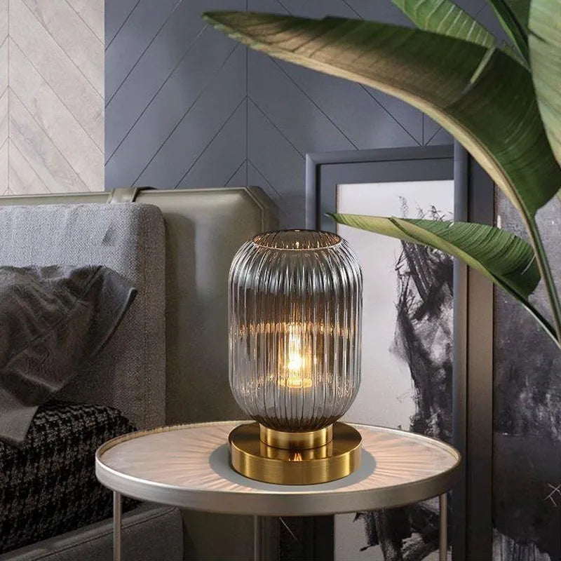 Retro Glass Table Lamp Pumpkin Ball Desk Light For Restaurant Study Living Room Bedside Hotel Villa Home Decors Luster&#39;s Lamp