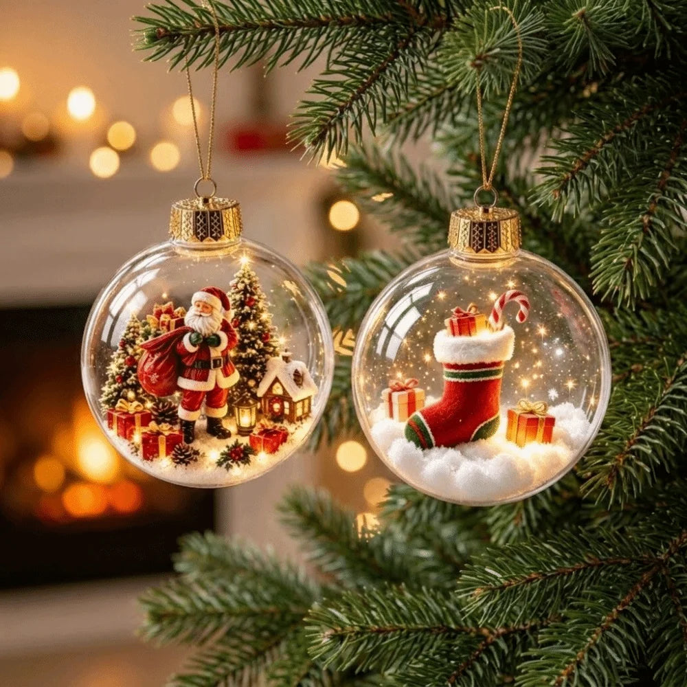 Acrylic Lighted Christmas Ball Ornament Transparent LED Lighted LED Christmas Tree Globe Decor Decorative