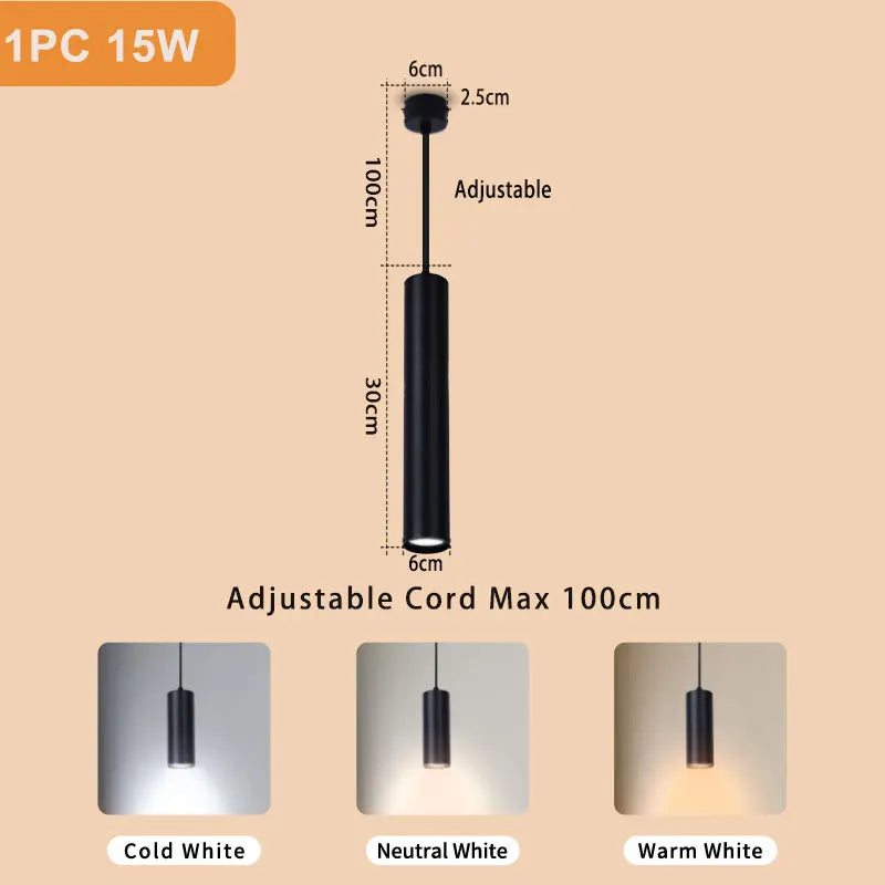 110V 220V Led Pendant Lights Replaceable GU10 Bulb Ceiling Chandelier for Kitchen Living Room Cylinder Hanging Lamp Decoration