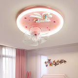 Full spectrum eye protection children's fan LED ceiling light for male and female bedrooms cartoon moon astronaut ceiling light