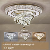 Led Stainless Steel Crystal Ceiling Light 2026 Luxury Home Decoration Round Minimalist Lampara Techo for Bedroom Living Room