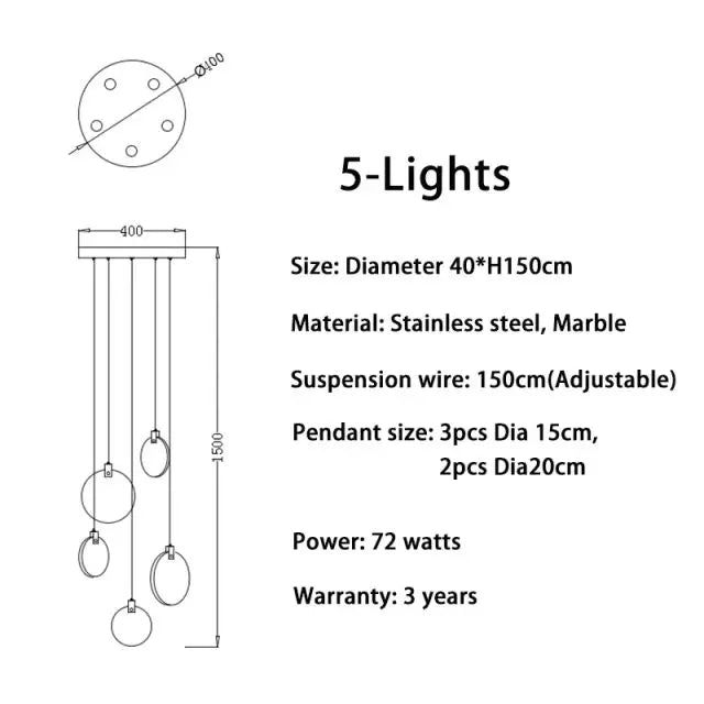 Nordic LED Marble Ceiling Chandelier Ceiling Lamps Pendant Lights for Attic Lobby Lighting Living Room Staircase  Home Decor