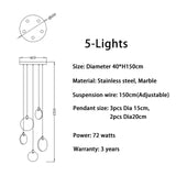 Nordic LED Marble Ceiling Chandelier Ceiling Lamps Pendant Lights for Attic Lobby Lighting Living Room Staircase  Home Decor