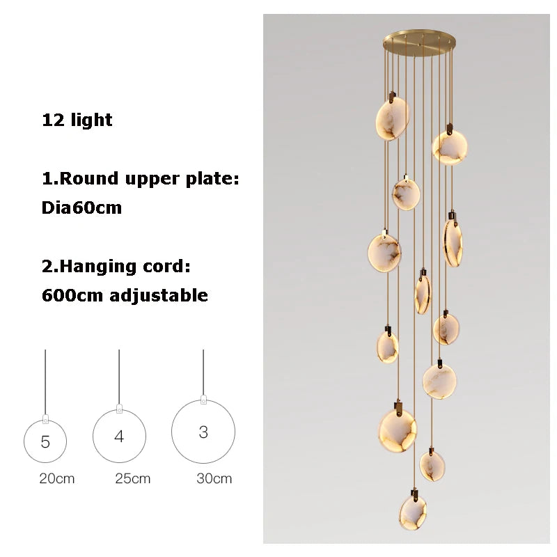 New Chinese LED Marble Gold Home Deco Designer Chandelier Lighting 2026 New Trend Lustre Hanging Lamps For Living Room