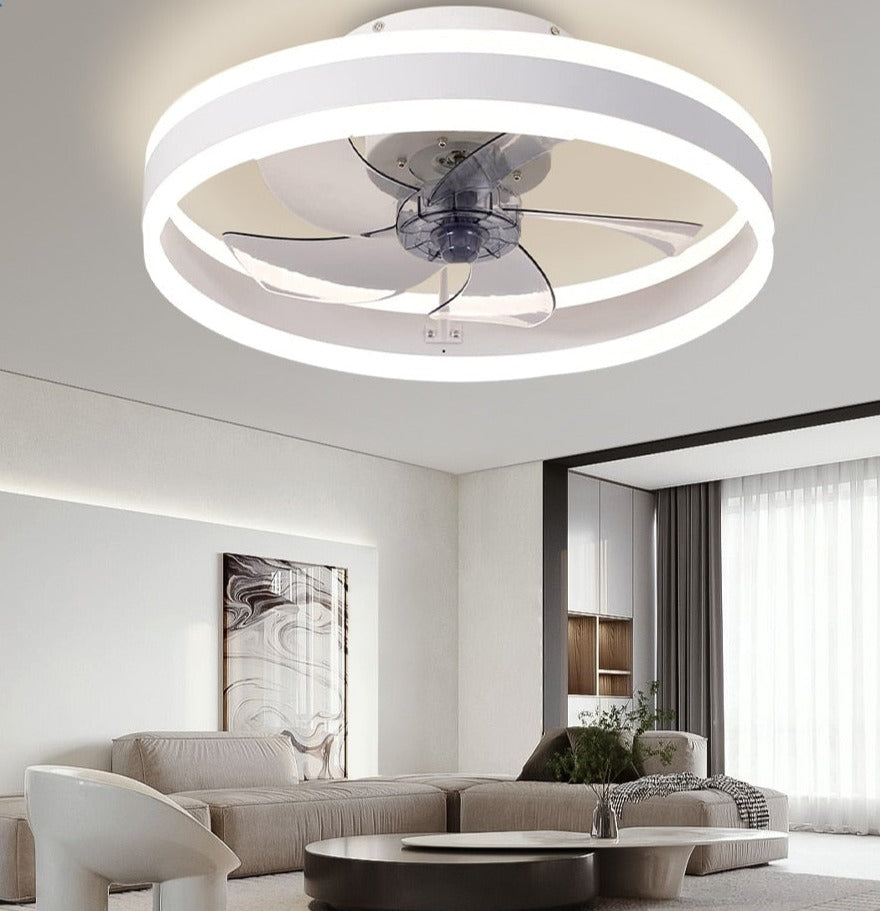 Modern Led ceiling fan without light DC motor 6-speed timing fan 18CM low floor loft remote control decorative fan with light
