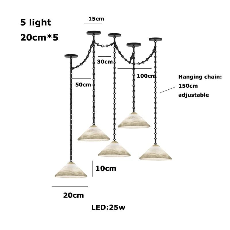 Marble Umbrella Diy Iron Chain Led 2025 Chandelier Alabaster Lustre Suspension Luminaire Lampen For Corridor Entry Way