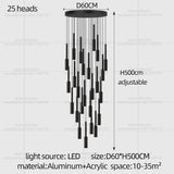 Cylindrical Pendant Light Long Line Attic Chandelier - Modern LED Villa Spotlight