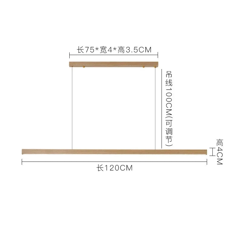 Japanese Pendant Light Black Walnut Fashion Home Design Nordic Long Strip Light Office Simple Wooden Dining Table Light
