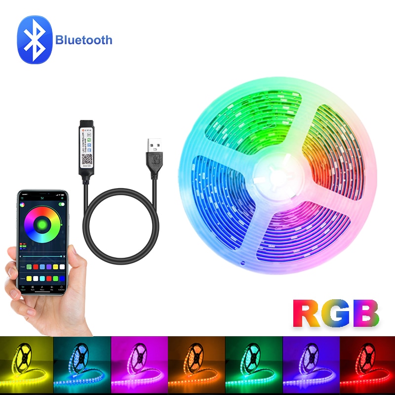 LED Strip Light for Room Christmas Decoration RGB 5050 Remote Control Music Bluetooth APP TV backlight Neon Party luces led