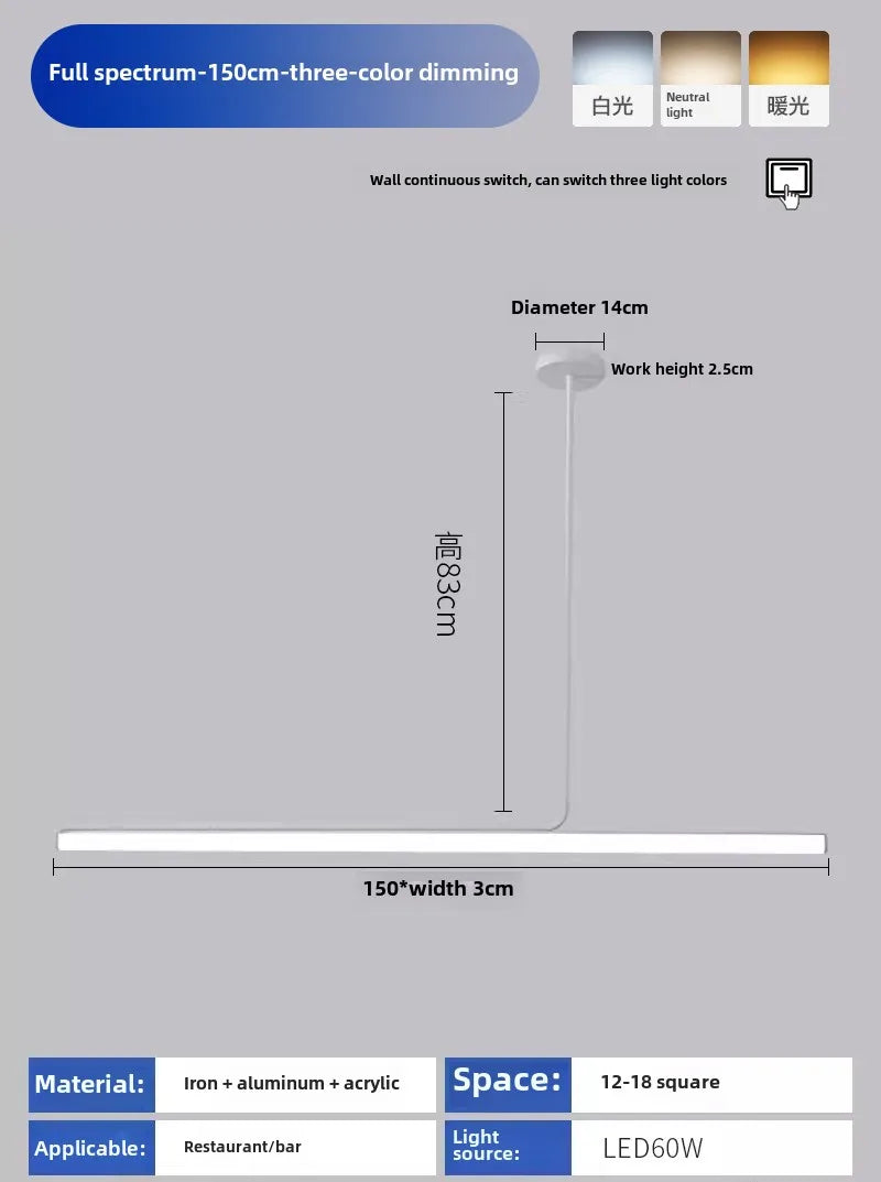 Modern Minimalist Line Led Chandeliers Lamp for Living Room Dining Room Bedroom Pendant Lights Tube Kitchen Room Decor Lighting