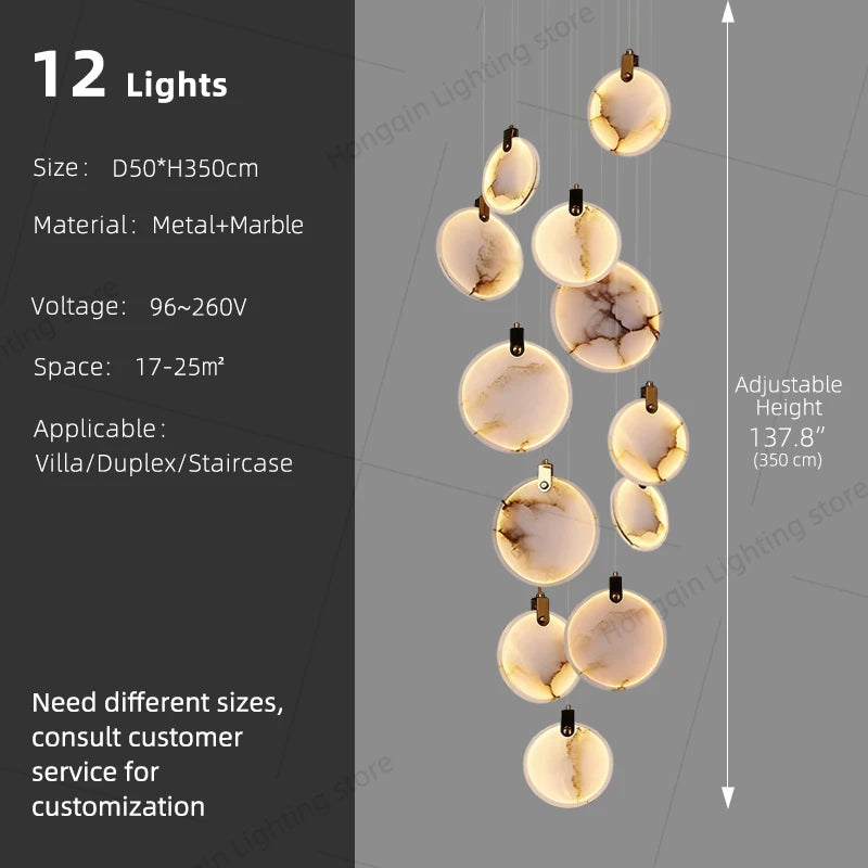 Staircase Pendant Light Lustre Minimalist Duplex Loft Marble Chandelier Villa High Ceiling Hanging Lamp Long Stair Chandelier