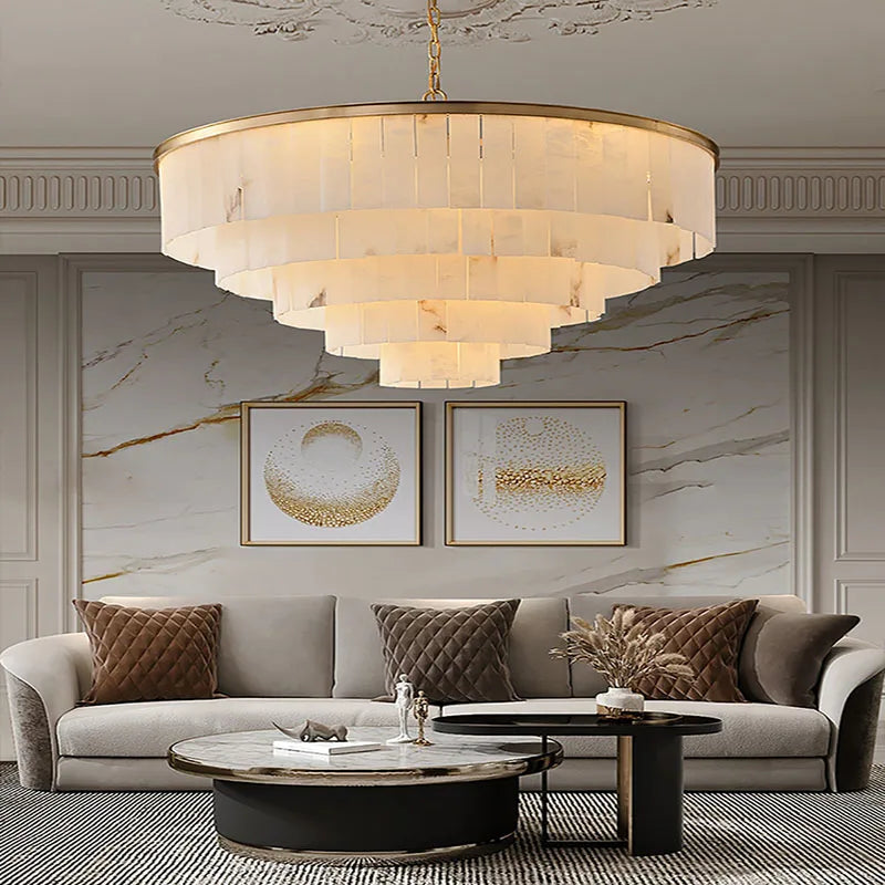 2026 Marble Series Gold Chrome Dimmable Led Chandelier Lighting Lustre Suspension Luminaire Lampen For Living Room