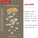 Gold LED Butterfly Lights Home Indoor Staircase Hanging Chandleiers Lamps Living Kitchen Island Bedroom Wall