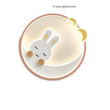 Cartoon Pink Rabbit Moon Chandeliers Kids Room Ceiling Lamp Pink Pretty Babys Girls Room Light Ceiling  RC Dimmable