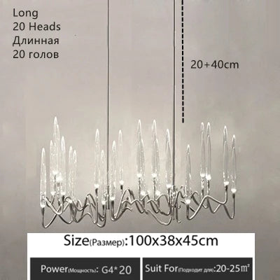 Luxury Crystal Pendant Chandelier Nordic Tree Branch Candle Shaped Indoor Lighting Living Room Bedroom Led Decoration Light