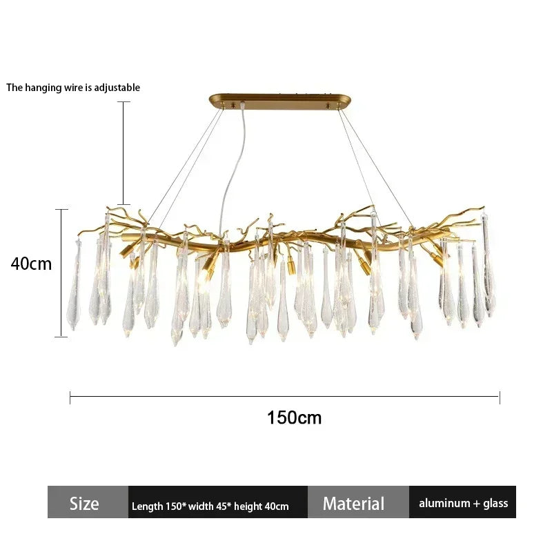 2025 Modern Gold Crystal Chandelier Living Room High Ceiling Luxury Big Lustres Aluminium Crystal Tree Branch Chandelier Lights