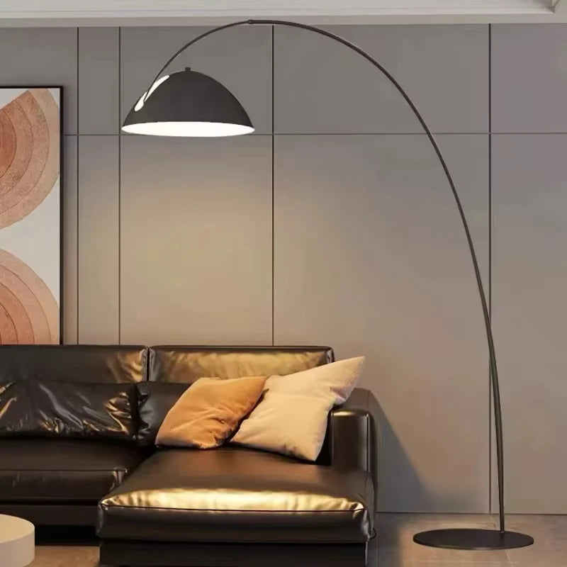 Nordic Light Luxury Fishing Rod LED Floor Lamp - Modern Vertical Arc Standing Light Fixture for Living Room Sofa & Bedroom Bedside