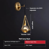 Modern Luxury Copper Crystal Pendant Lights Restaurant Bar Dining Room Bedroom Bedside LED Hanging Lamp Home Lighting Luminaire