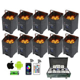 One Piece 6*18W Up lights Battery Wireless Backdrop RGBWA+UV Wedding Party Dj Lights Stage Par Wireless Uplights With Case