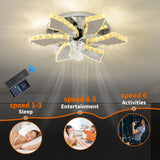 Modern Ceiling Fan Light Led Fan Lamp Smart APP RC Luxury Crystal Chandelier Home Decor Appliance Fixture Living Dining