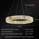 Nordic Luxury Ring K9 Crystal Chandelier Villa Living Dining Room Bedroom Ceiling LED Pendant Light Indoor Lighting Hanging Lamp