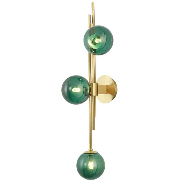 3 Heads Blue Glass Ball Postmodern Wall Lamp For Bathroom Living Room Bedside Sconce Light Fixtures House  Decoration Lighting