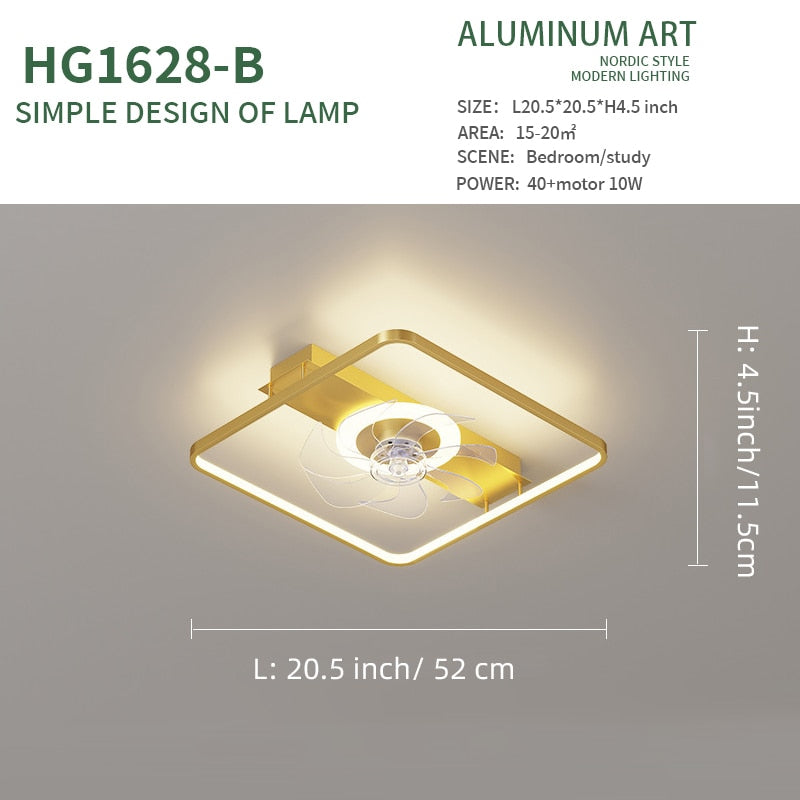 Nordic LED Ceiling Lights with Fan Remote Control for Bedroom Decor Ventilador Living Room Ceiling Fan Lighting