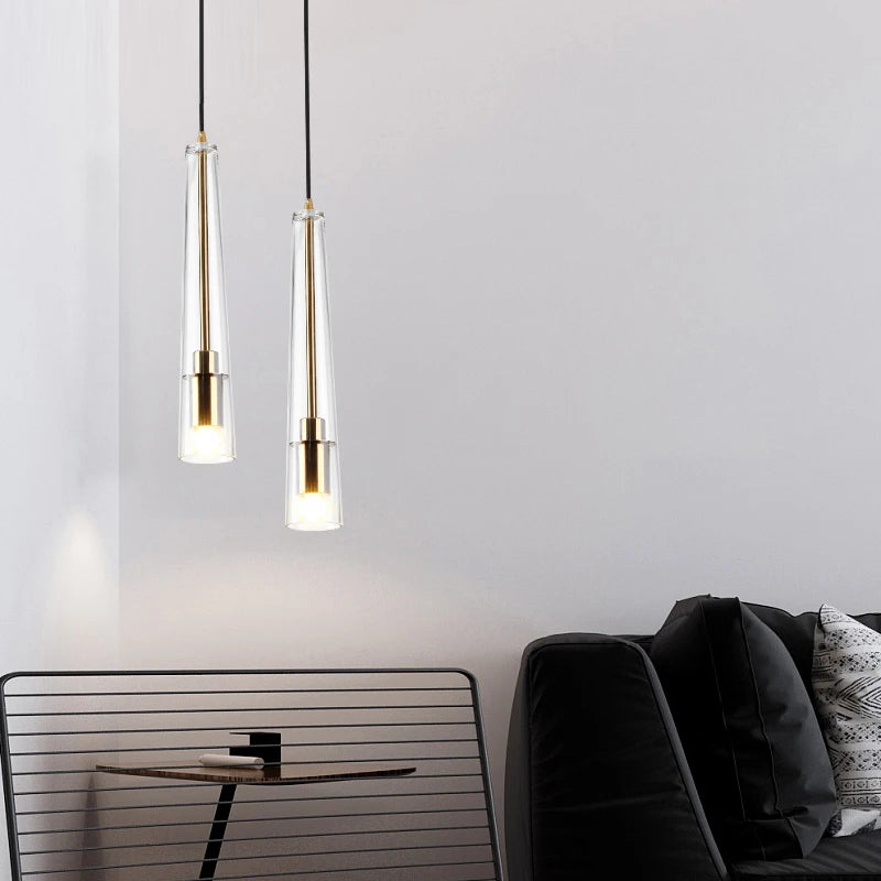 Modern Simple LED Pendant Lamp For Bedroom Bedside Dining Room Kitchen Bathroom Gold Glass Decoration Design Chandelier Lights