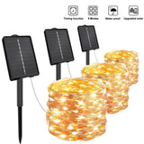 Solar String Lights with 8 Modes & Timer - IP65 Waterproof Outdoor Fairy Lights for Garden & Christmas Tree Decor