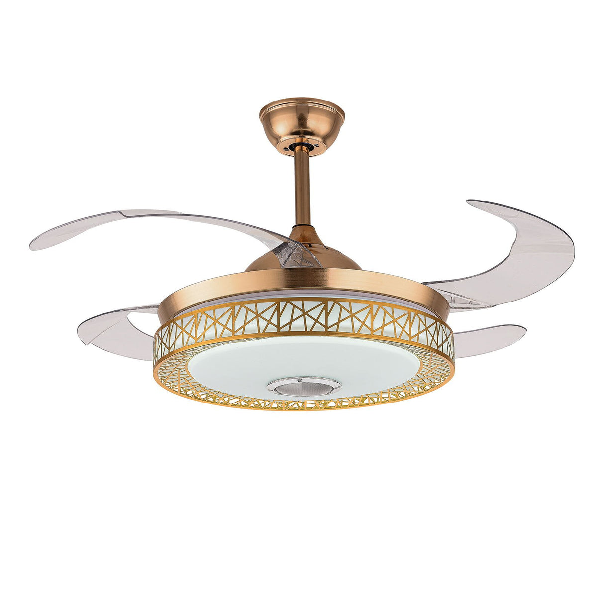 Bluetooth Invisible Ceiling Fan Light LED 3-Color Music Player Chandelier