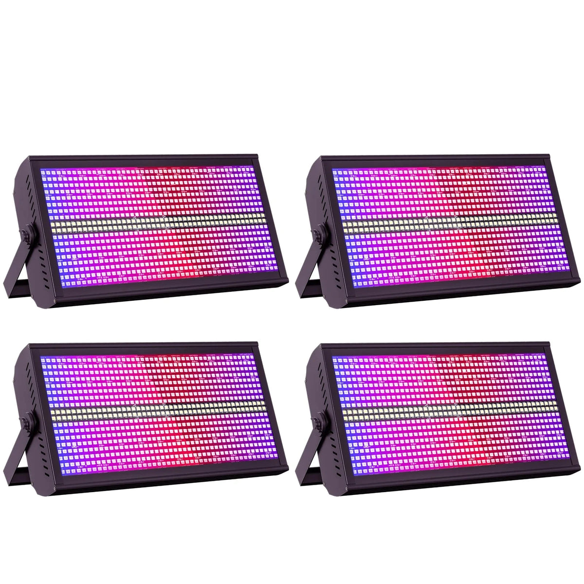 4-Pack 200W LED RGBW Strobe Lights (48+8 Segment, DMX512) - High-Output Stage Wash Uplight Fixtures for DJ, Disco, Wedding, Bar & KTV