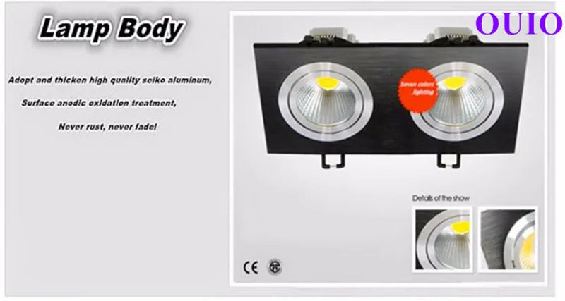 Anti-Glare Recessed Dimmable LED Downlight 9W12W15W18W24W30W COB Ceiling Lamps Spot Light Epistar Chip AC90-260V Indoor Lighting