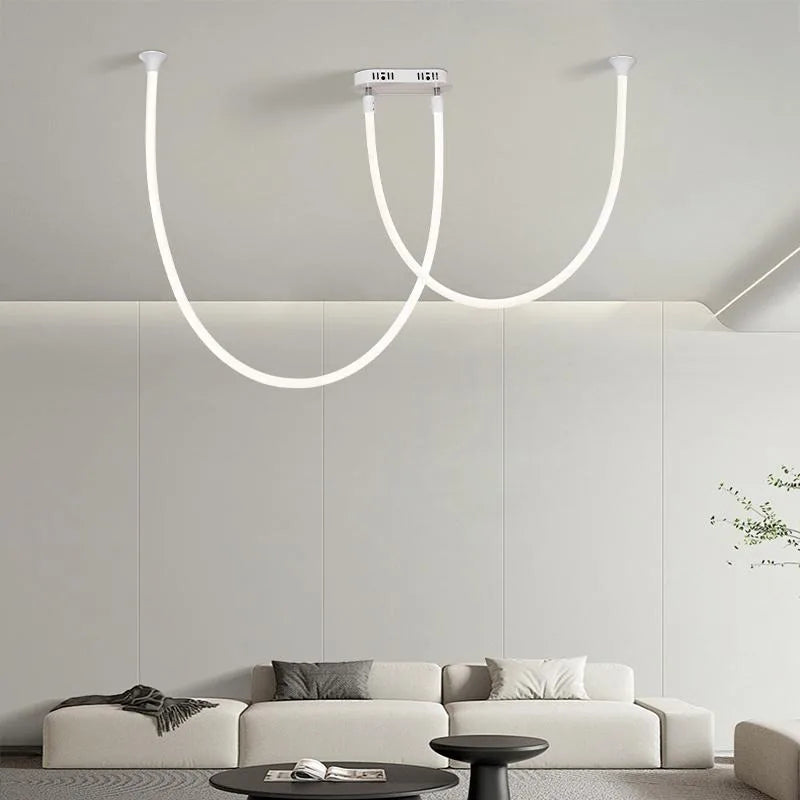 LED Italian minimalist curved line pendant light high-rise duplex apartment hall light modern minimalist living room light