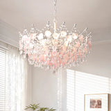 LED French Medieval Pendant Light Style Luxury Blue Crystal Chandelier for Villa Living Room Bedroom Hallway Ceiling Lamp