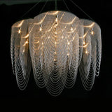 American Black Steel LED G9 Pendant Lights Living Room Silver Tassel  Lamp Lustre Led Light Villa Foyer Lighting Fixtures