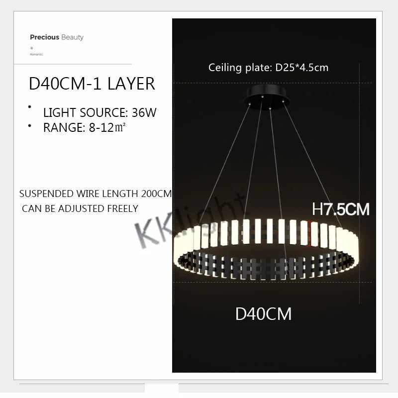 Modern New Simple Duplex LED Chandelier Bedroom Living Dining Room Decoration Art Ring Pendant Lamp Luster Fixture Indoor Lighti