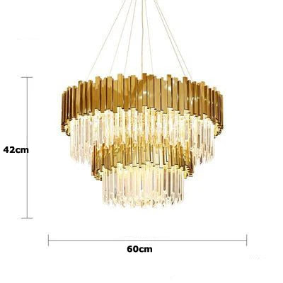 LED Gold Chrome 2 Layer Crystal Ceiling Chandeliers 2023 New Trend Lighting Lustre Suspension Luminaire Lamp For Living Room