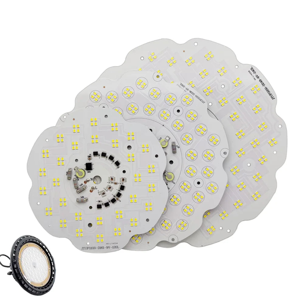 UFO LED High Bay Light (100W/150W/200W) AC220V - Smart IC Driverless Super Bright Overhead Industrial Lamp for Warehouse & Garage