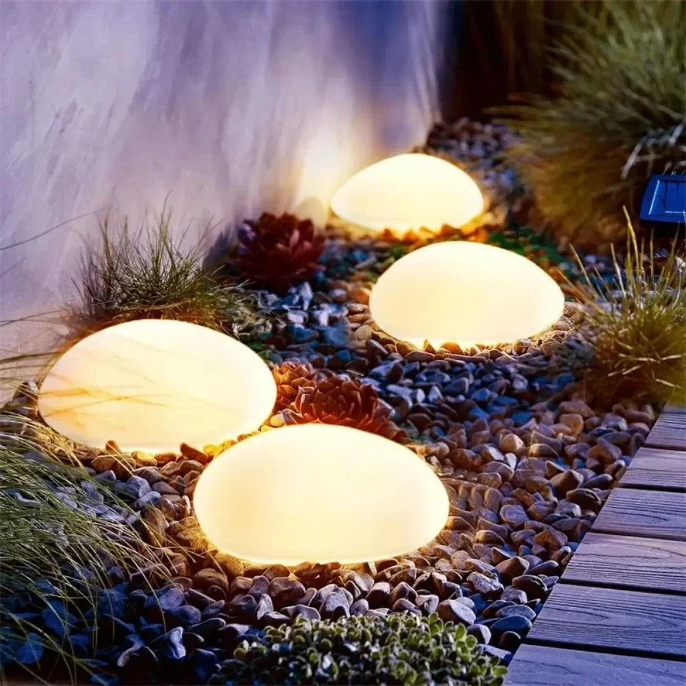 Solar Powered Frosted Pebble Lawn Light - Outdoor Waterproof Portable Ground Lantern & Decorative Garden Accent Lamp for Home Yard & Patio Pathways